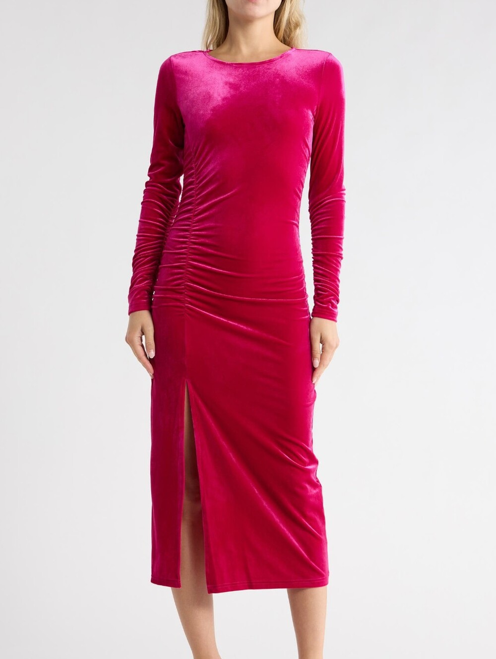 Sam Edelman Pink Velvet Bodycon Midi Dress
